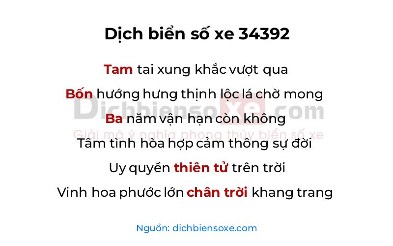 Dịch thơ biển số 34392