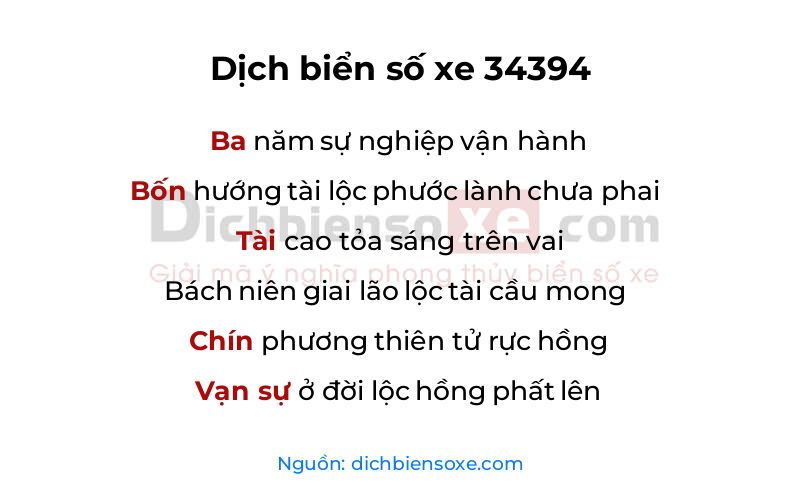 Dịch thơ biển số 34394