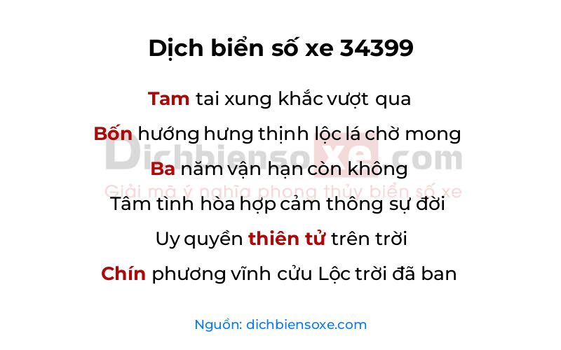 Dịch thơ biển số 34399