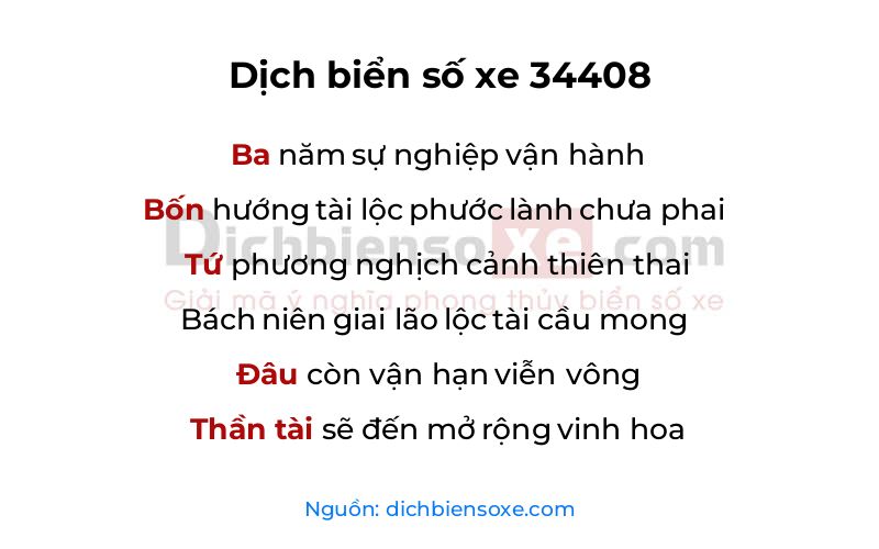 Dịch thơ biển số 34408