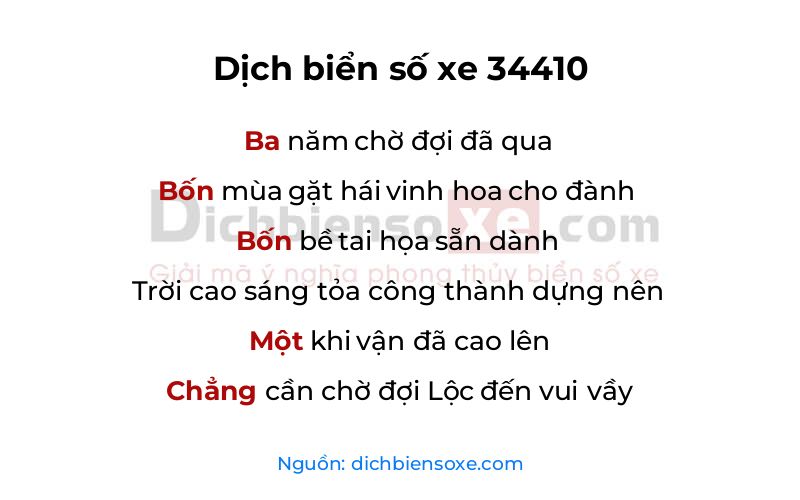 Dịch thơ biển số 34410