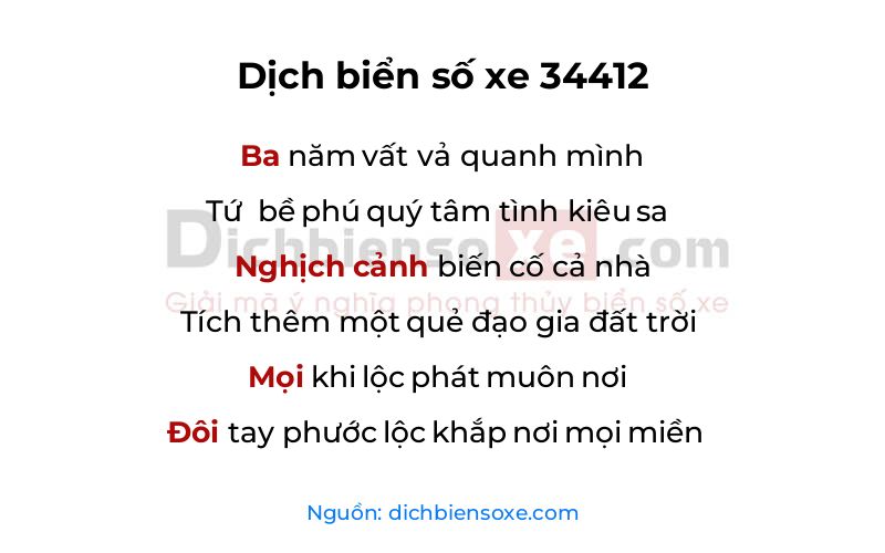 Dịch thơ biển số 34412