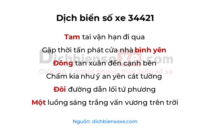 Dịch thơ biển số 34421