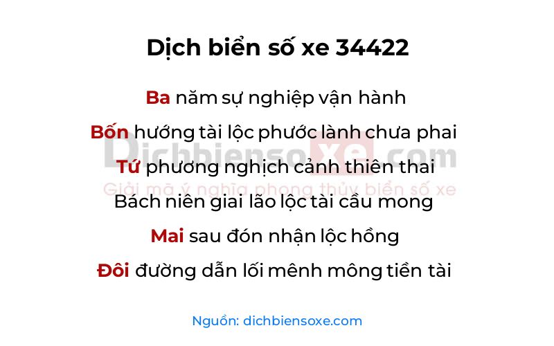 Dịch thơ biển số 34422