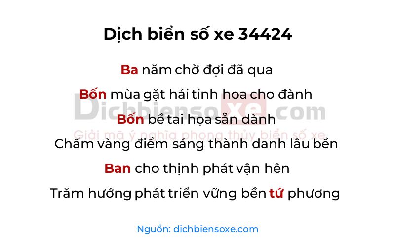 Dịch thơ biển số 34424