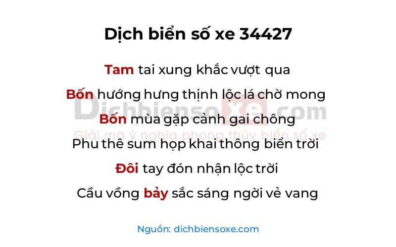 Dịch thơ biển số 34427