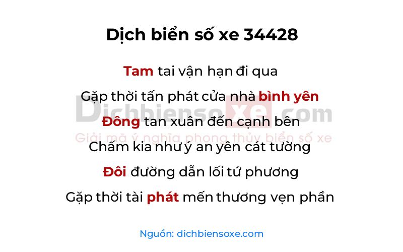 Dịch thơ biển số 34428