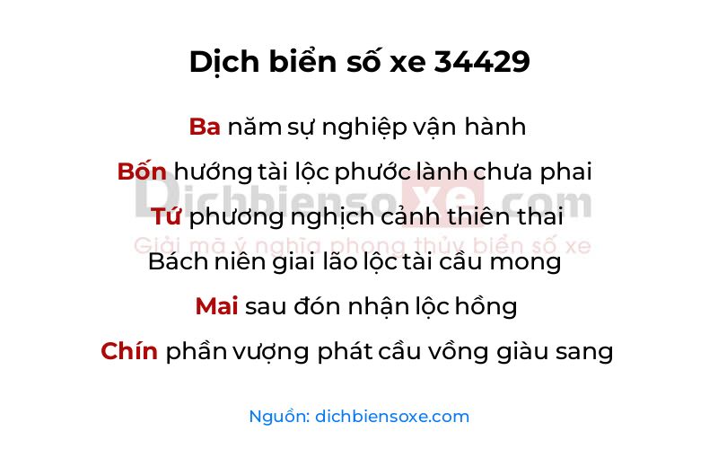 Dịch thơ biển số 34429
