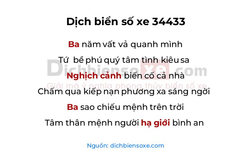 Dịch thơ biển số 34433