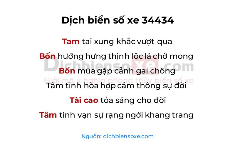 Dịch thơ biển số 34434