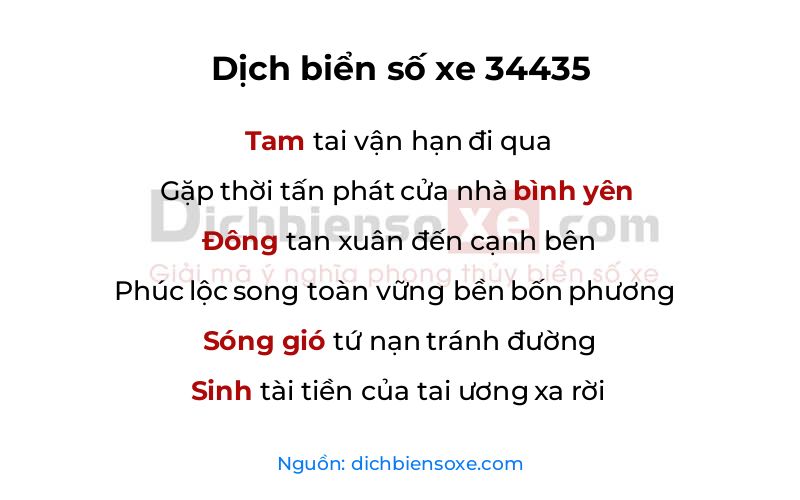Dịch thơ biển số 34435