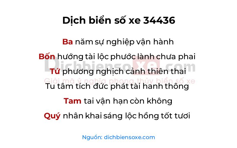 Dịch thơ biển số 34436