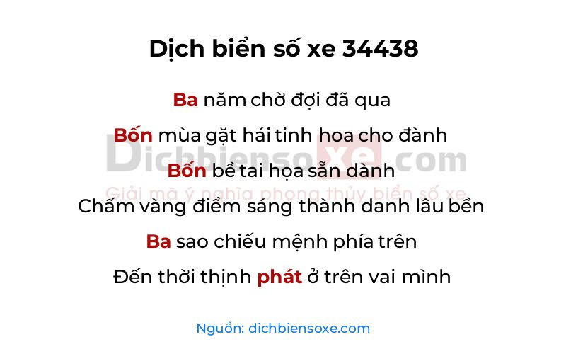 Dịch thơ biển số 34438