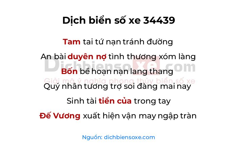 Dịch thơ biển số 34439
