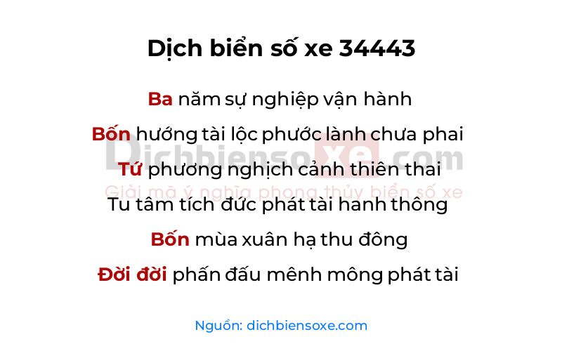 Dịch thơ biển số 34443