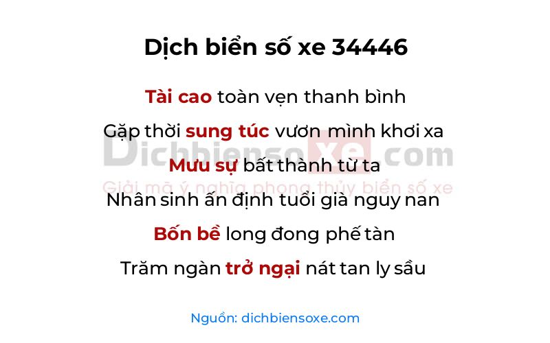 Dịch thơ biển số 34446