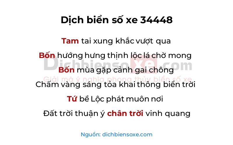 Dịch thơ biển số 34448