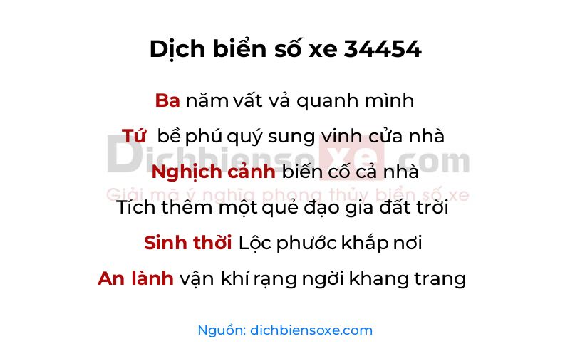 Dịch thơ biển số 34454