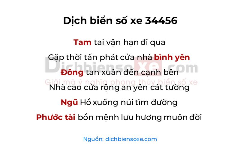 Dịch thơ biển số 34456
