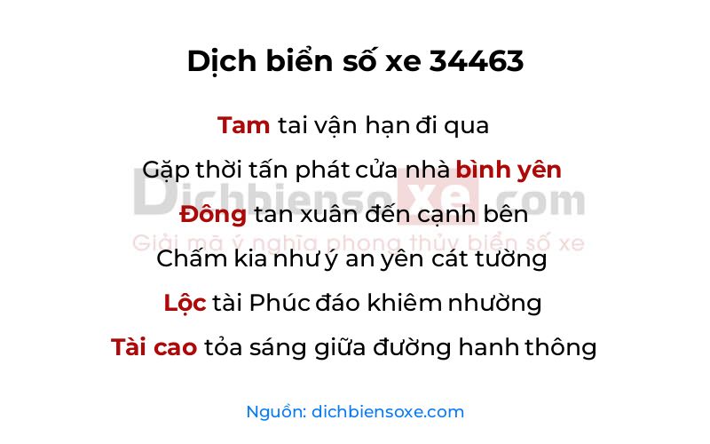 Dịch thơ biển số 34463