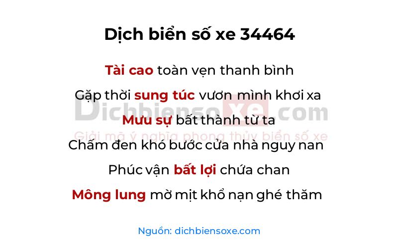 Dịch thơ biển số 34464