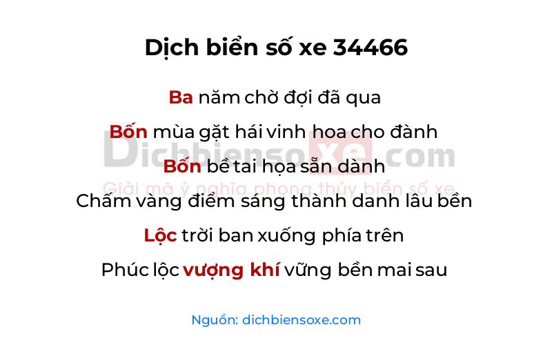 Dịch thơ biển số 34466