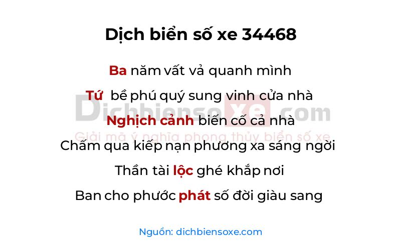 Dịch thơ biển số 34468