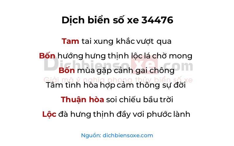 Dịch thơ biển số 34476