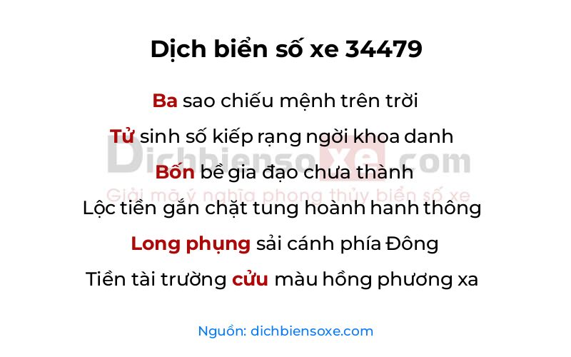 Dịch thơ biển số 34479