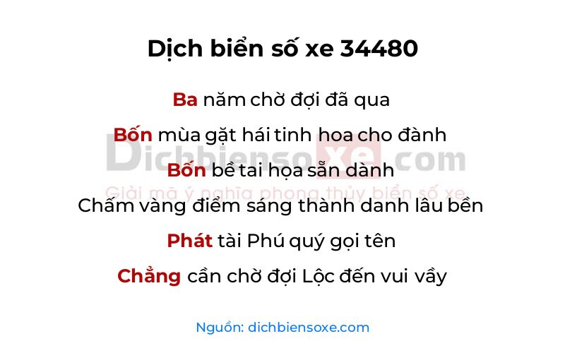 Dịch thơ biển số 34480