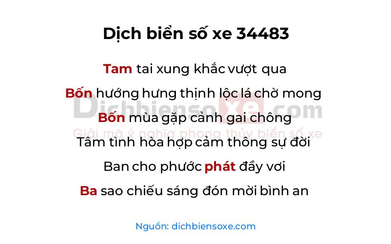 Dịch thơ biển số 34483