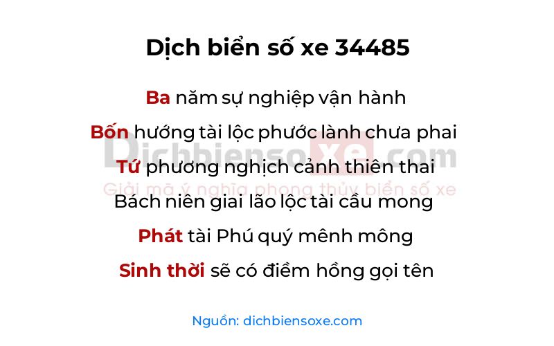 Dịch thơ biển số 34485