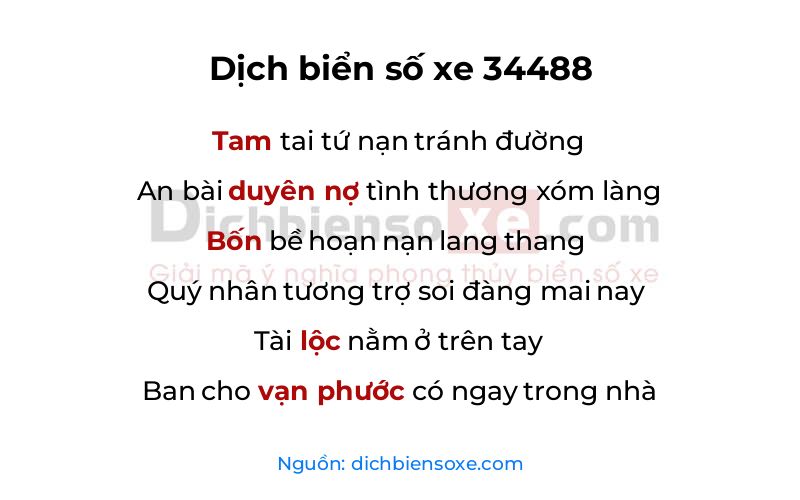 Dịch thơ biển số 34488