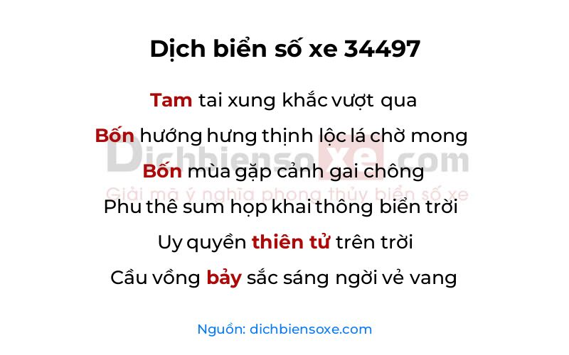 Dịch thơ biển số 34497