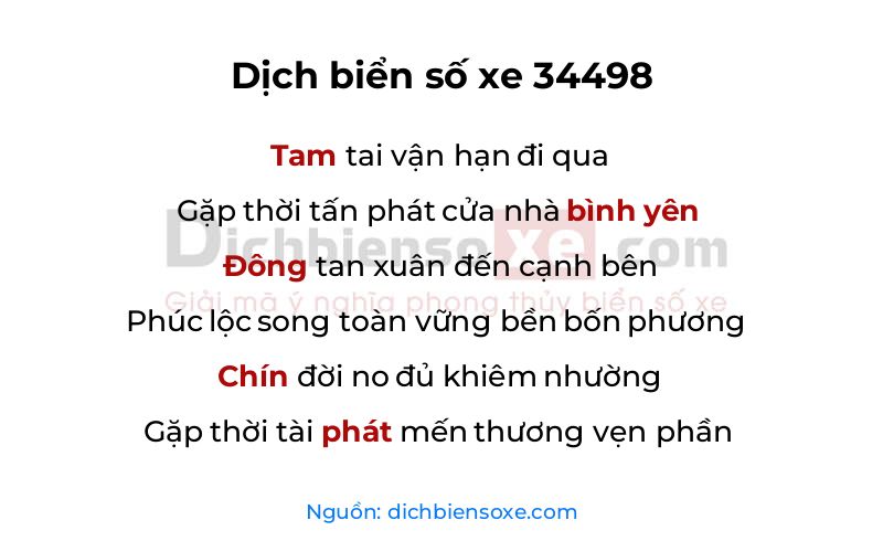 Dịch thơ biển số 34498