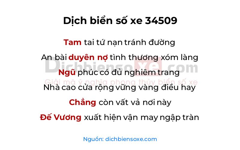Dịch thơ biển số 34509