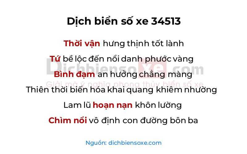 Dịch thơ biển số 34513
