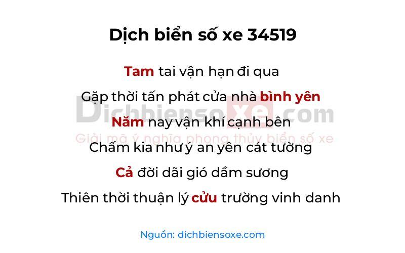 Dịch thơ biển số 34519