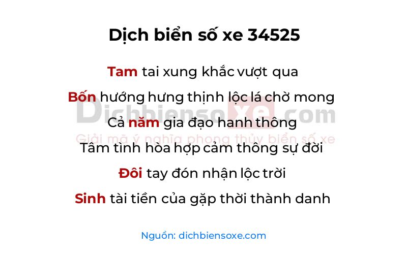 Dịch thơ biển số 34525
