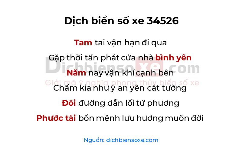 Dịch thơ biển số 34526