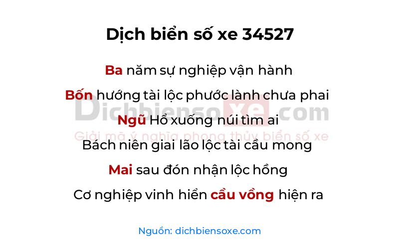 Dịch thơ biển số 34527