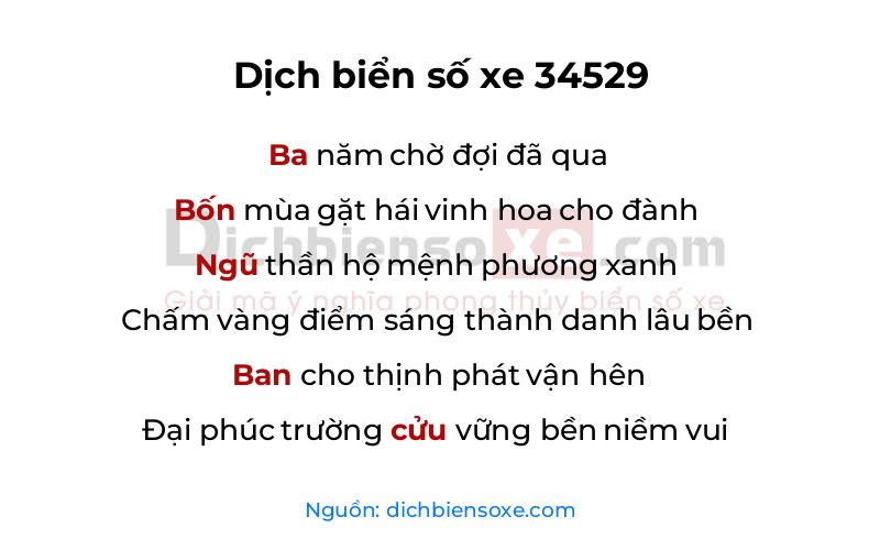 Dịch thơ biển số 34529
