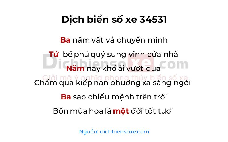 Dịch thơ biển số 34531
