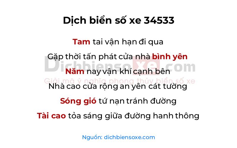 Dịch thơ biển số 34533