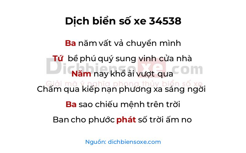 Dịch thơ biển số 34538