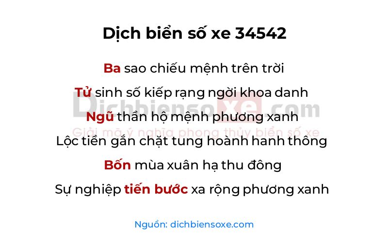 Dịch thơ biển số 34542