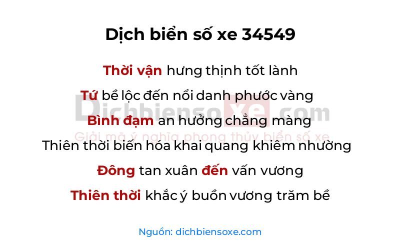 Dịch thơ biển số 34549