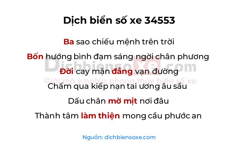Dịch thơ biển số 34553