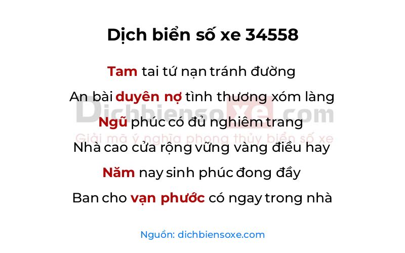 Dịch thơ biển số 34558