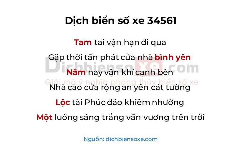 Dịch thơ biển số 34561